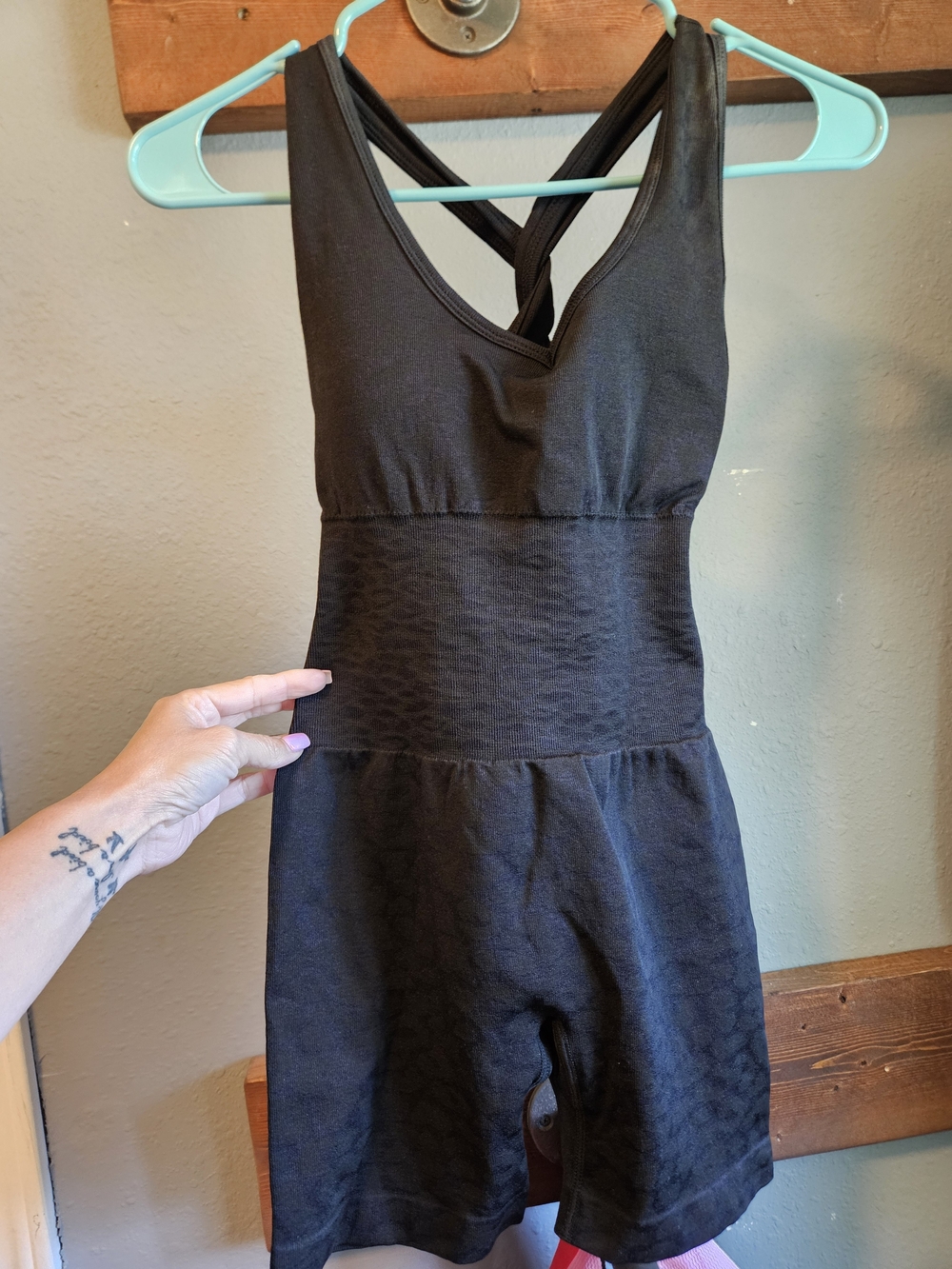 Black One-Piece Athletic Romper